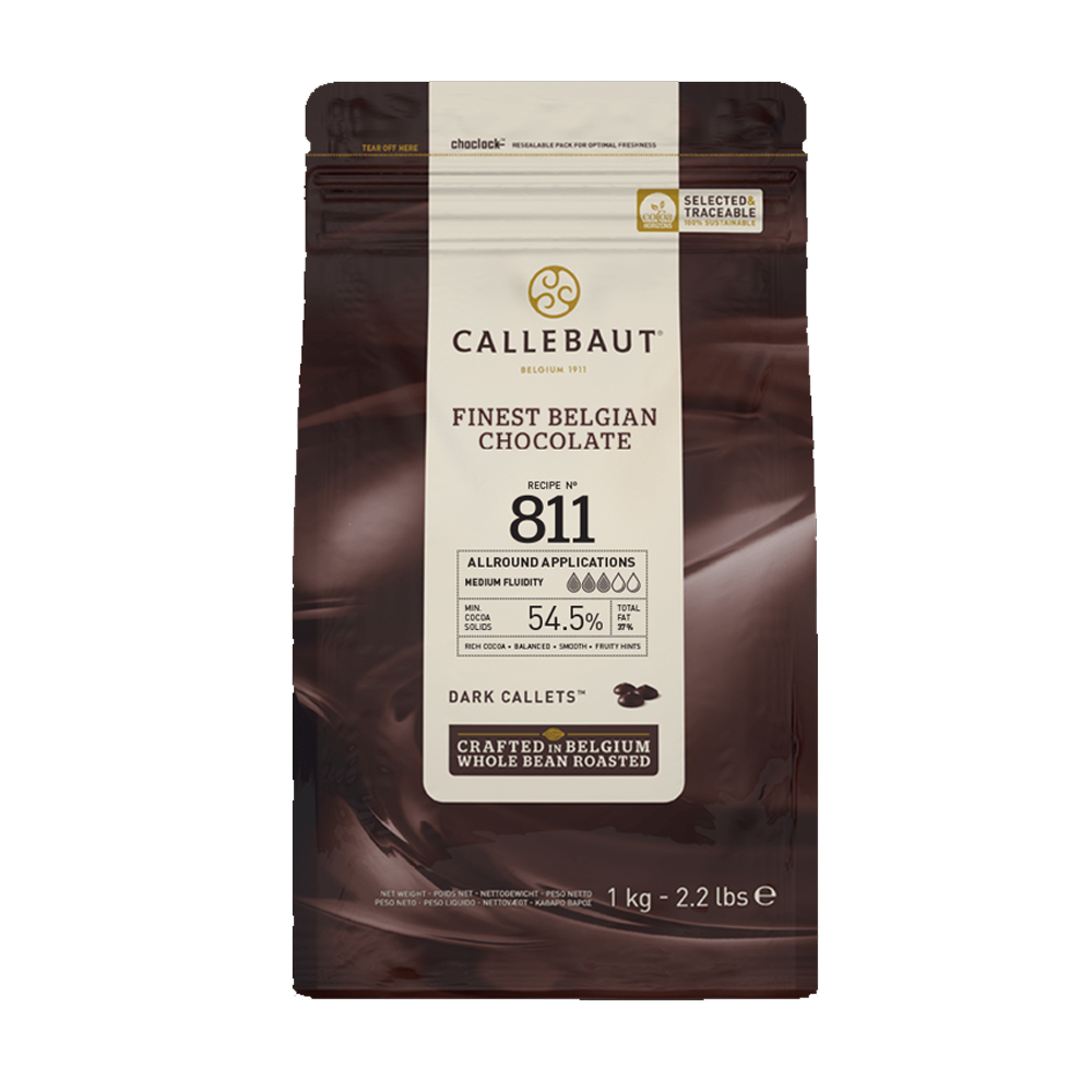 شوكلت كاليبوت Callebaut الداكنة 811 | شوكولاتة بلجيكي فاخرة لجميع الوصفات - 1 كجم